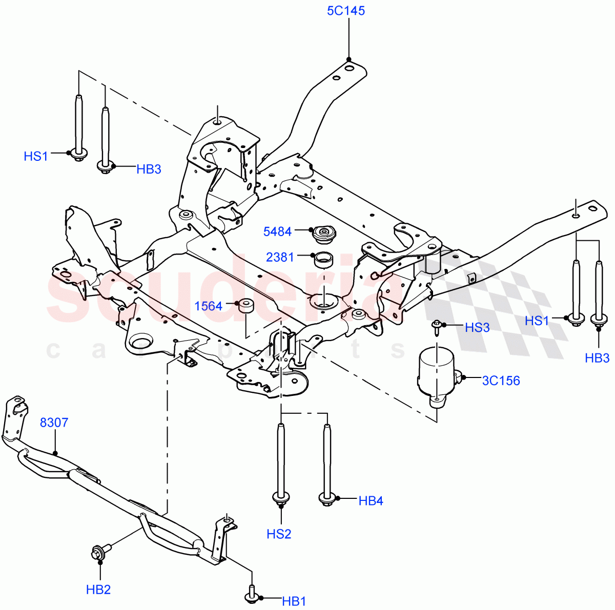 Front Cross Member & Stabilizer Bar (Crossmember) of Land Rover Land Rover Defender (2020+) [3.0 I6 Turbo Diesel AJ20D6]