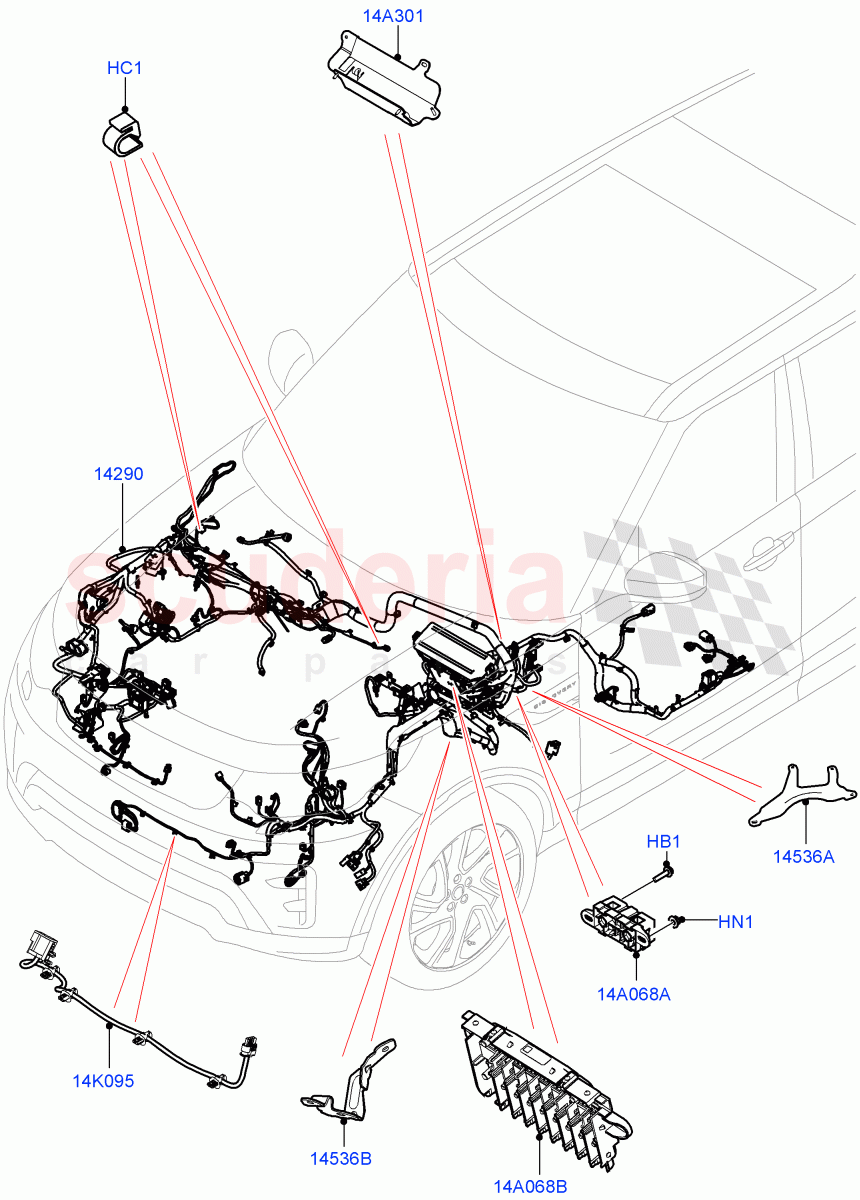 Engine Bay Harness (Nitra Plant Build) ((V) FROMK2000001) of Land Rover Land Rover Discovery 5 (2017+) [3.0 DOHC GDI SC V6 Petrol]