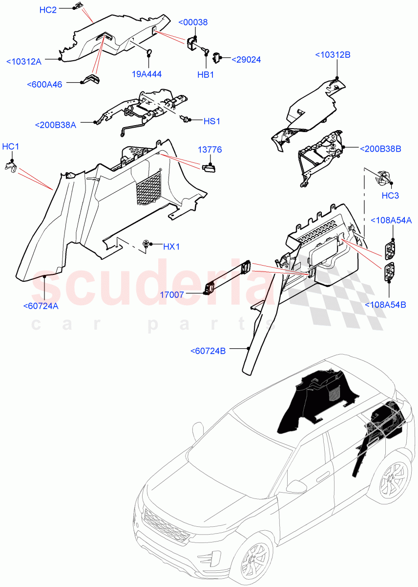 Side Trim (Luggage Compartment) (Itatiaia (Brazil)) of Land Rover Land Rover Range Rover Evoque (2019+) [2.0 Turbo Diesel AJ21D4]