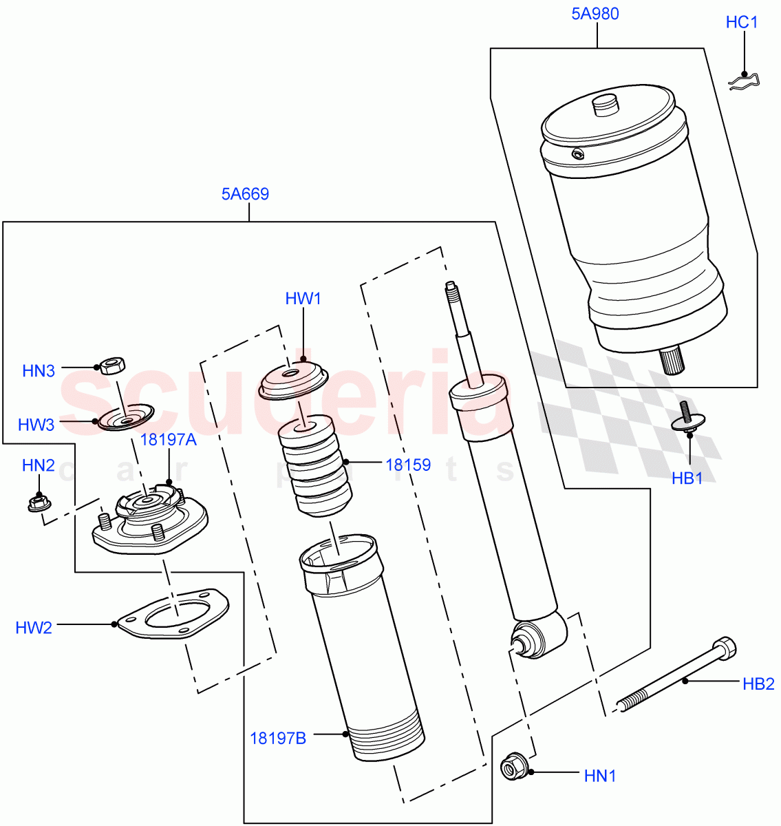 Rear Springs And Shock Absorbers (Less Armoured, With Continuous Variable Damping) ((V) FROMAA000001) of Land Rover Land Rover Range Rover (2010-2012) [3.6 V8 32V DOHC EFI Diesel]
