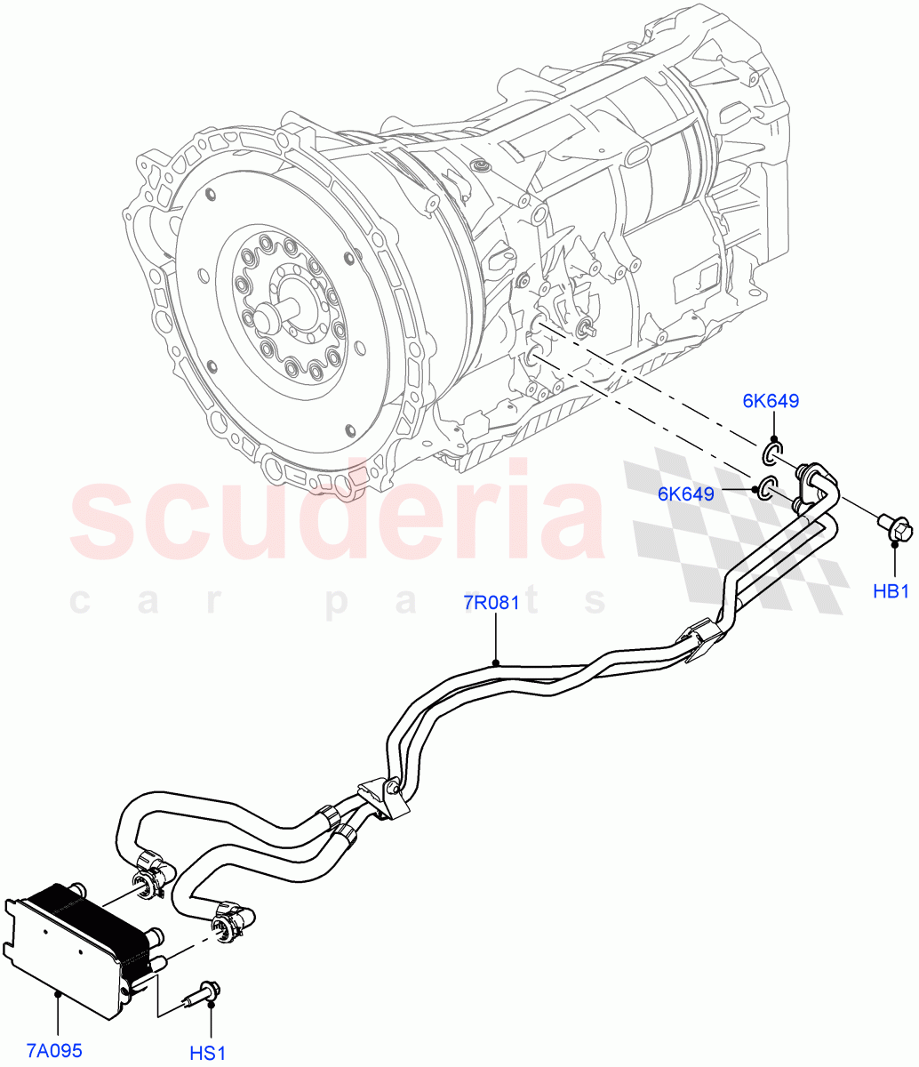 Transmission Cooling Systems (Solihull Plant Build) (2.0L I4 High DOHC AJ200 Petrol, 8 Speed Auto Trans ZF 8HP45) ((V) FROMJA000001) of Land Rover Land Rover Range Rover Sport (2014+) [4.4 DOHC Diesel V8 DITC]