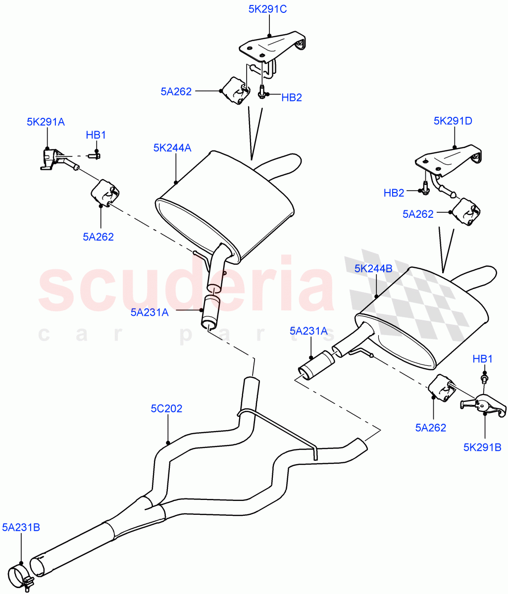 Rear Exhaust System (3.0 V6 D Low MT ROW) ((V) FROMJA000001) of Land Rover Land Rover Range Rover (2012-2021) [3.0 Diesel 24V DOHC TC]