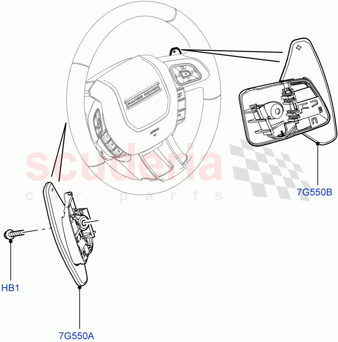 Gear Change-Automatic Transmission (Steering Wheel) (9 Speed Auto AWD, Halewood (UK)) ((V) FROMEH000001) of Land Rover Land Rover Discovery Sport (2015+) [2.0 Turbo Petrol GTDI]