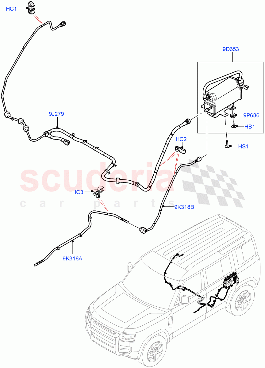 Carbon Canister (Nitra Plant Build) (2.0L I4 High DOHC AJ200 Petrol, Pet Tank W/O Leak Det - Std Filter) ((V) TOM2999999) of Land Rover Land Rover Defender (2020+) [2.0 Turbo Petrol AJ200P]