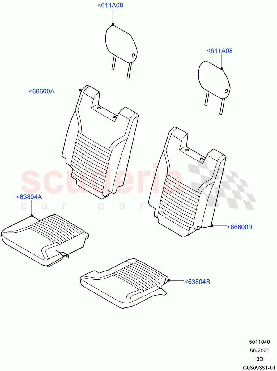 Rear Seat Covers (Nitra Plant Build) (Miko/PVC, With Third Row Power Folding Seat, With 3rd Row Double Seat) ((V) FROMM2000001) of Land Rover Land Rover Discovery 5 (2017+) [2.0 Turbo Diesel]