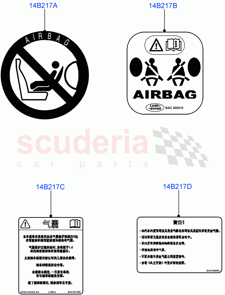 Labels (Air Bag) (Changsu (China)) ((V) FROMEG000001) of Land Rover Land Rover Range Rover Evoque (2012-2018) [2.0 Turbo Petrol AJ200P]