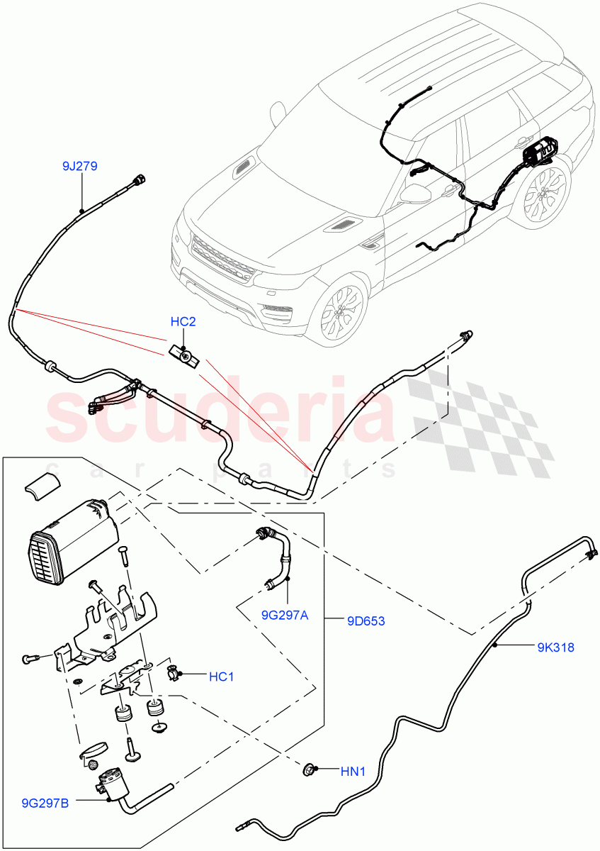 Fuel Lines (Rear, Middle East And North Africa (MENA) Markets) (5.0L OHC SGDI NA V8 Petrol - AJ133, EU2, Narrow Filler Neck - Unleaded) ((V) FROMGA000001, (V) TOJA999999) of Land Rover Land Rover Range Rover (2012-2021) [5.0 OHC SGDI NA V8 Petrol]