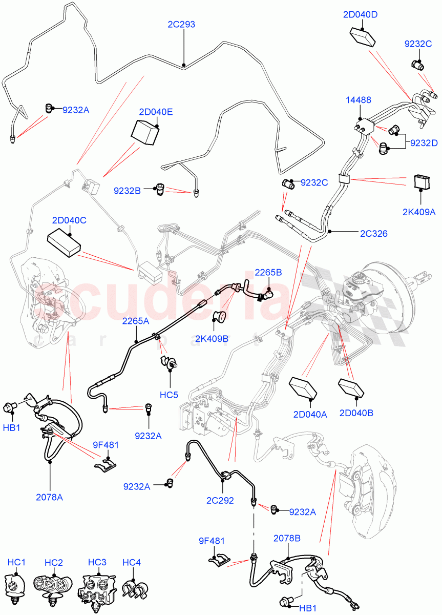 Front Brake Pipes (2.0L AJ200P Hi PHEV, LHD) ((V) FROMJA000001) of Land Rover Land Rover Range Rover (2012-2021) [2.0 Turbo Petrol GTDI]