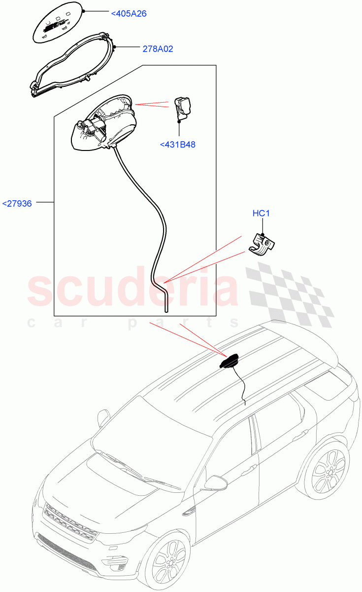 Fuel Tank Filler Door And Controls (Halewood (UK)) of Land Rover Land Rover Discovery Sport (2015+) [2.0 Turbo Petrol GTDI]