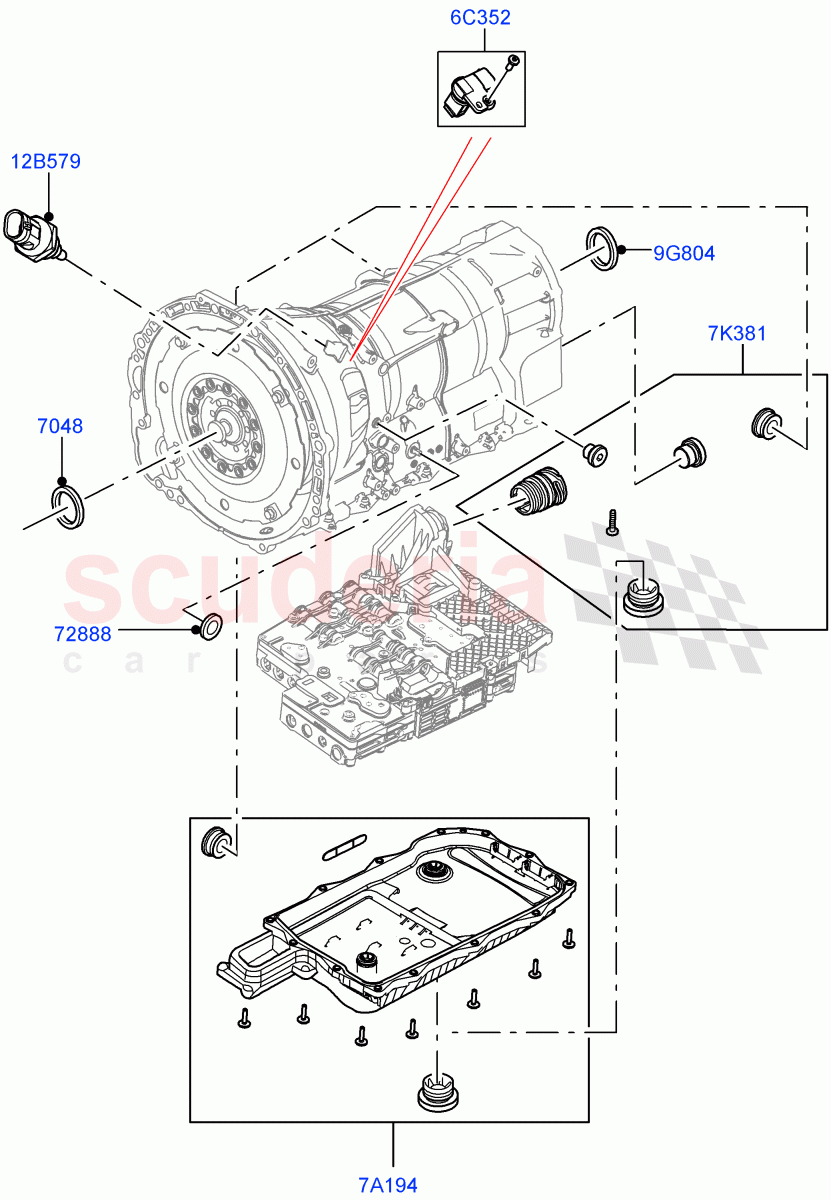 Transmission External Components (8HP Gen3 Hybrid Trans) ((V) FROMJA000001) of Land Rover Land Rover Range Rover Sport (2014+) [3.0 I6 Turbo Diesel AJ20D6]