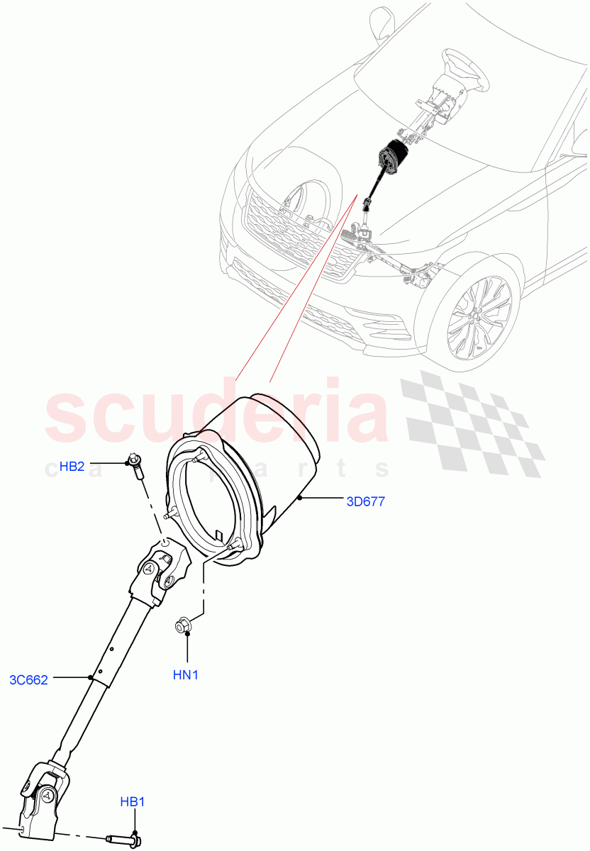 Steering Column (Lower) of Land Rover Land Rover Range Rover Velar (2017+) [3.0 I6 Turbo Petrol AJ20P6]