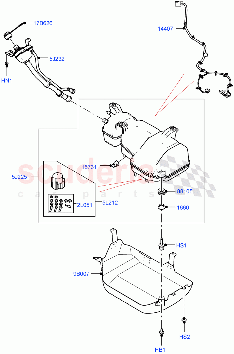 Exhaust Fluid Injection System (Tank And Filler) (2.0L AJ21D4 Diesel Mid, Halewood (UK), With Diesel Exh Fluid Emission Tank) ((V) FROMMH000001) of Land Rover Land Rover Range Rover Evoque (2019+) [2.0 Turbo Diesel AJ21D4]
