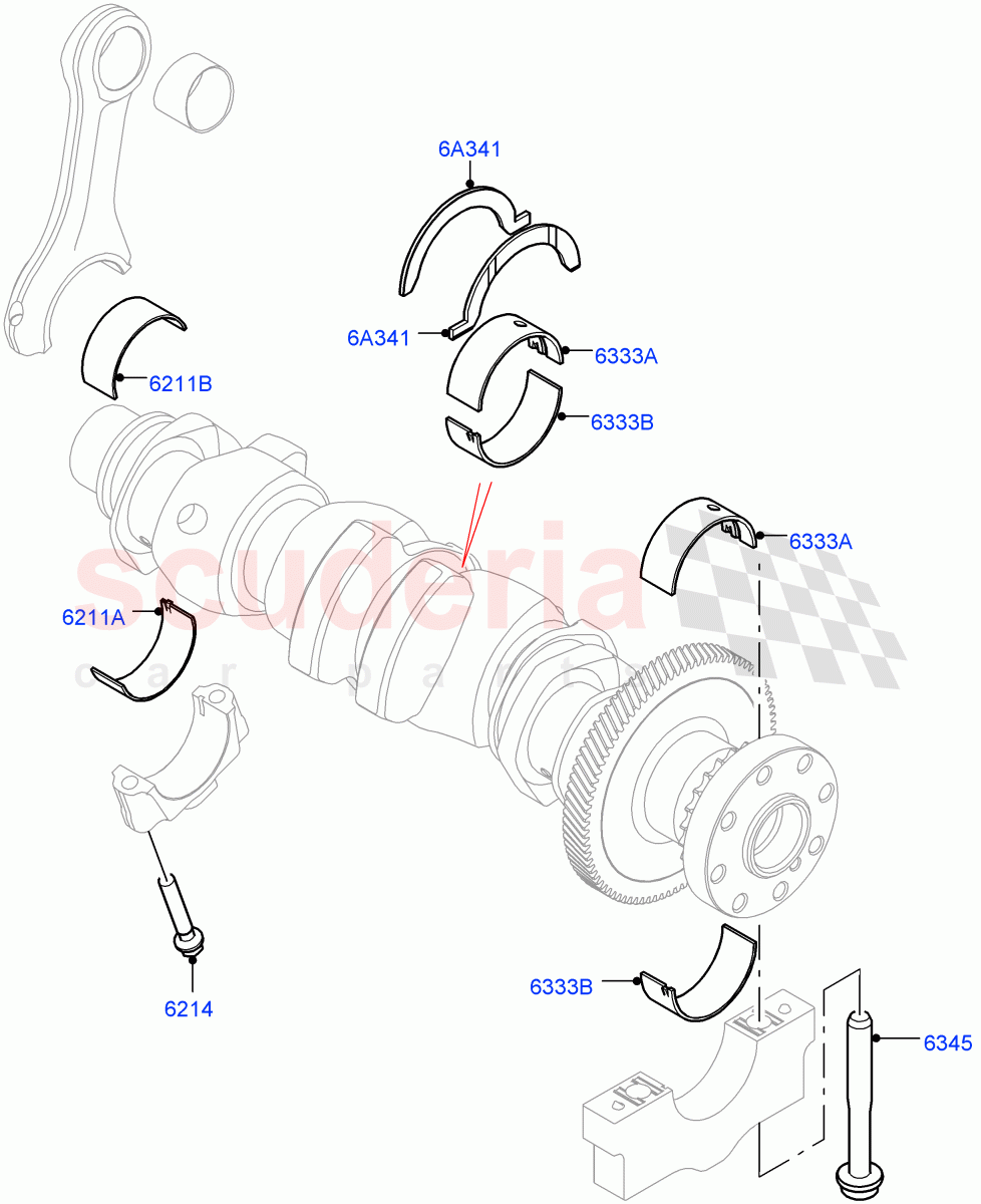 Crankshaft/Pistons And Bearings (2.0L AJ20D4 Diesel Mid PTA, Halewood (UK), 2.0L AJ20D4 Diesel LF PTA, 2.0L AJ20D4 Diesel High PTA) of Land Rover Land Rover Range Rover Evoque (2019+) [2.0 Turbo Diesel]
