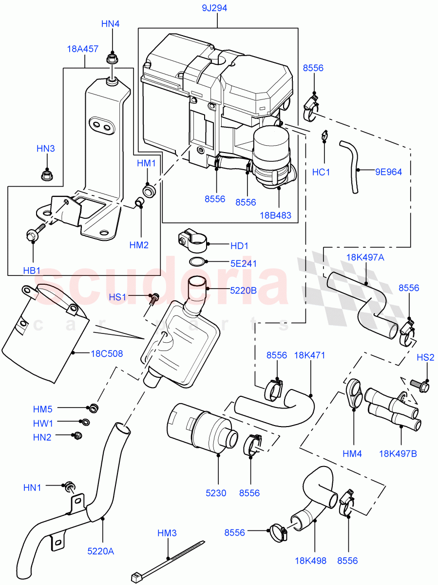 Auxiliary Fuel Fired Pre-Heater (Page B) ((V) FROMAA000001) of Land Rover Land Rover Range Rover (2010-2012) [5.0 OHC SGDI SC V8 Petrol]
