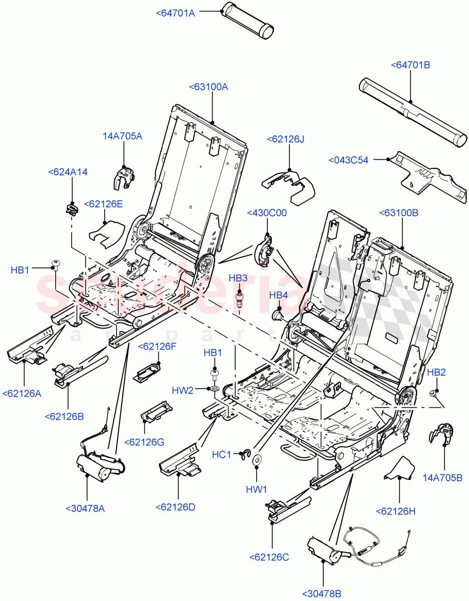Rear Seat Base (Halewood (UK), With 60/40 Manual Fold Thru Rr Seat) ((V) TOKH999999) of Land Rover Land Rover Discovery Sport (2015+) [2.0 Turbo Diesel AJ21D4]