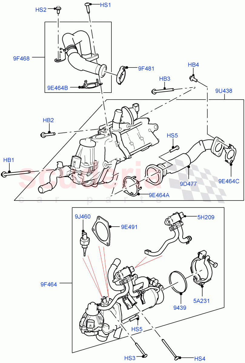 Exhaust Gas Recirculation (Solihull Plant Build) (3.0 V6 D Gen2 Twin Turbo) ((V) FROMFA000001) of Land Rover Land Rover Range Rover Velar (2017+) [3.0 Diesel 24V DOHC TC]