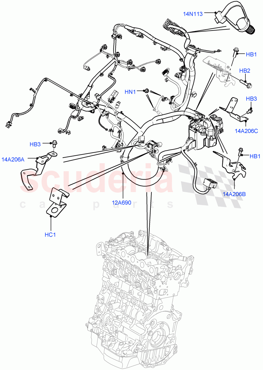 Electrical Wiring - Engine And Dash (Engine) (2.2L CR DI 16V Diesel, Halewood (UK)) of Land Rover Land Rover Range Rover Evoque (2012-2018) [2.0 Turbo Diesel]