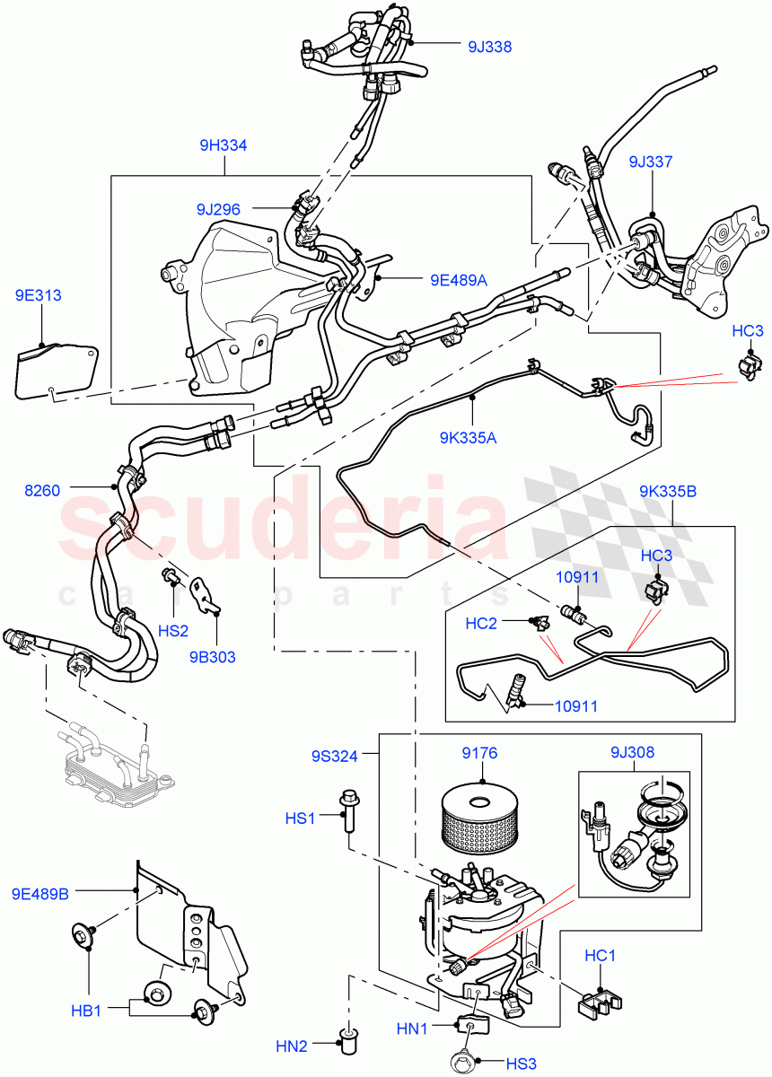 Fuel Lines (3.0 V6 Diesel) ((V) FROMAA000001) of Land Rover Land Rover Discovery 4 (2010-2016) [3.0 Diesel 24V DOHC TC]