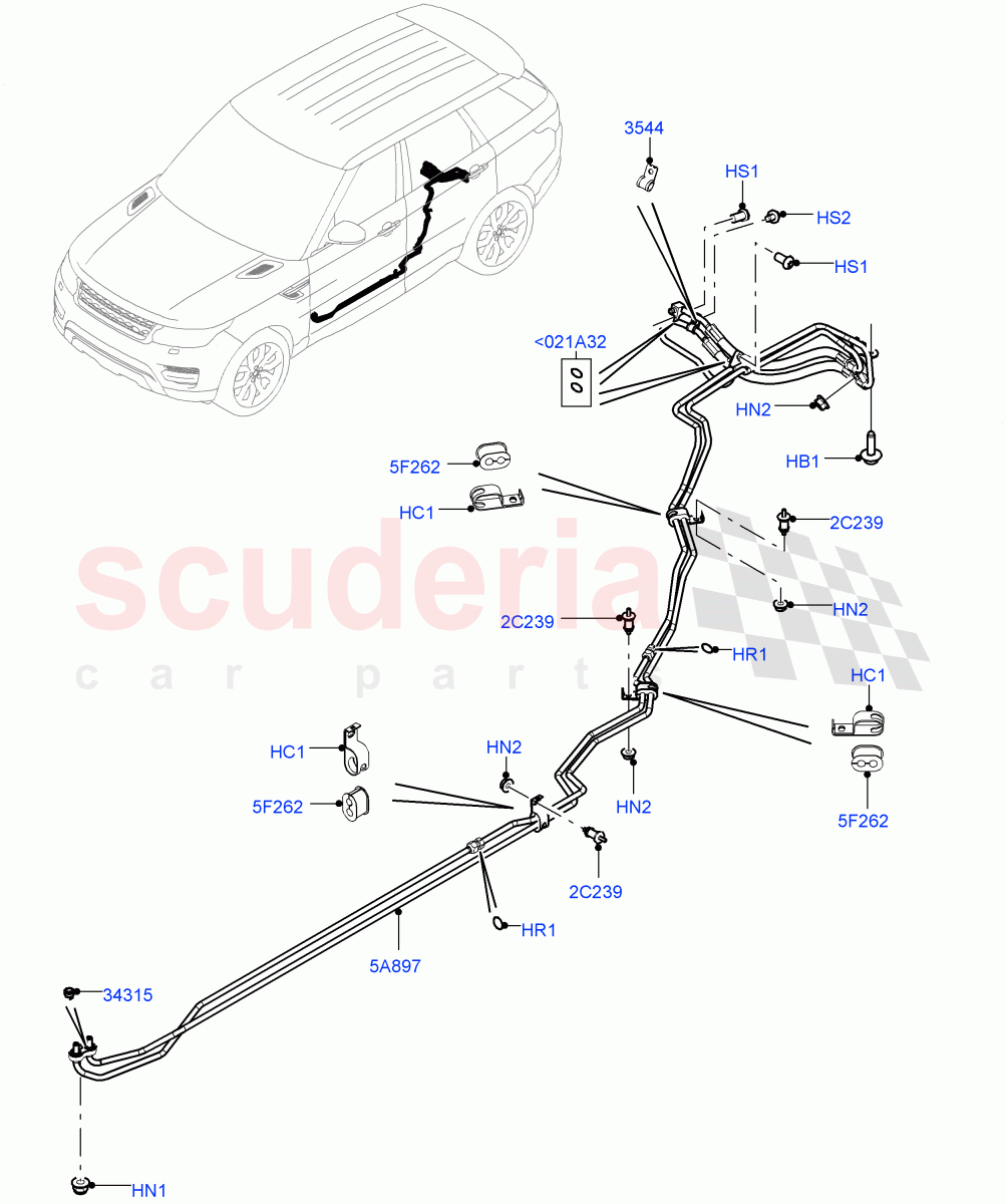 Active Anti-Roll Bar System (ARC Pipes, Rear) (Sport Suspension w/ARC, Electronic Air Suspension With ACE) ((V) FROMKA000001) of Land Rover Land Rover Range Rover Sport (2014+) [3.0 Diesel 24V DOHC TC]