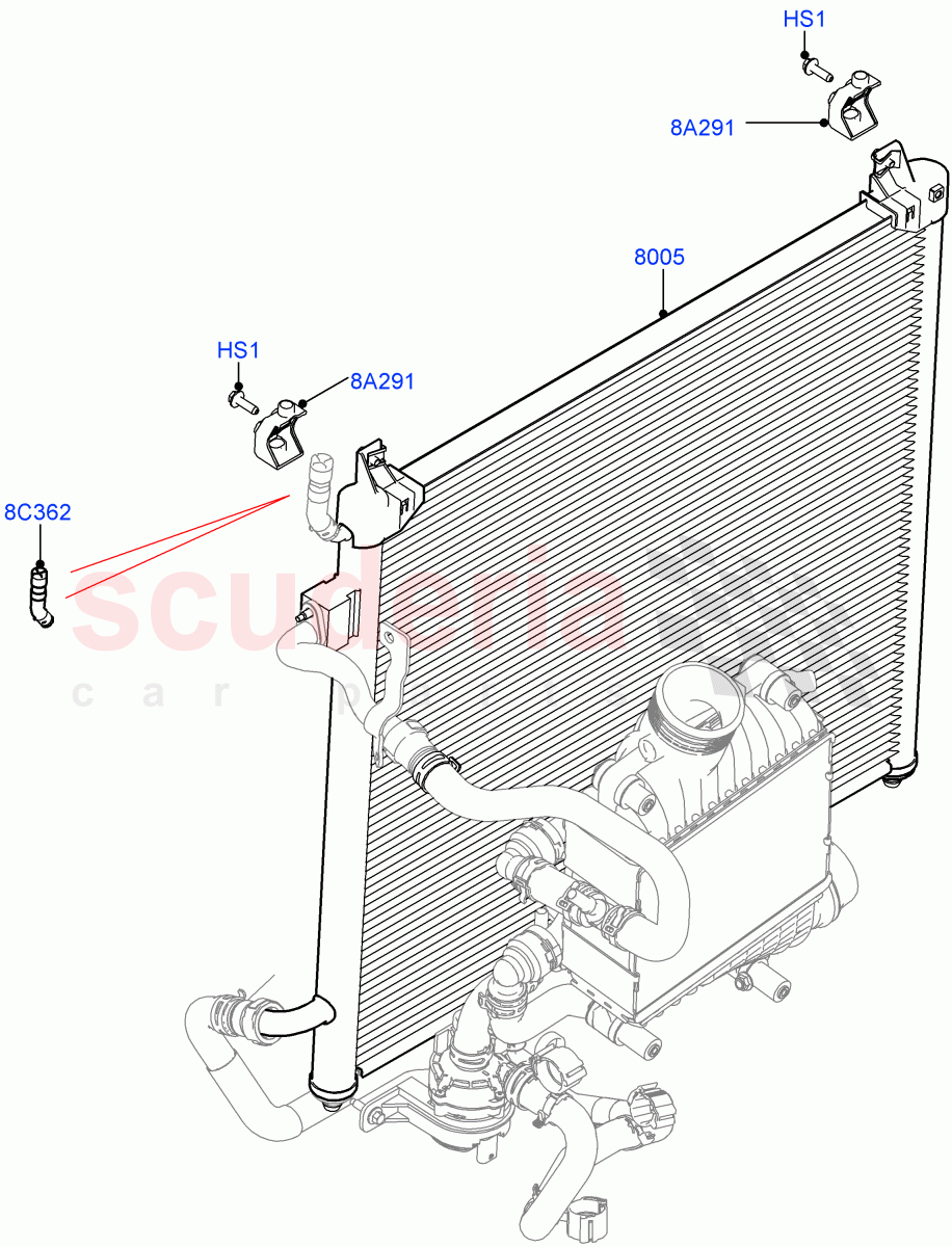 Radiator/Coolant Overflow Container (Intercooler Radiator, Water Charge Air Cooler, Nitra Plant Build) (2.0L I4 High DOHC AJ200 Petrol) ((V) FROMK2000001) of Land Rover Land Rover Discovery 5 (2017+) [2.0 Turbo Petrol AJ200P]