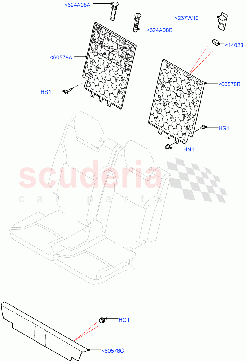 Rear Seat Back (Nitra Plant Build, Row 3) (Version - Core, With Third Row Power Folding Seat, With 7 Seat Configuration, With 3rd Row Double Seat, Version - R-Dynamic) ((V) FROMK2000001) of Land Rover Land Rover Discovery 5 (2017+) [3.0 DOHC GDI SC V6 Petrol]