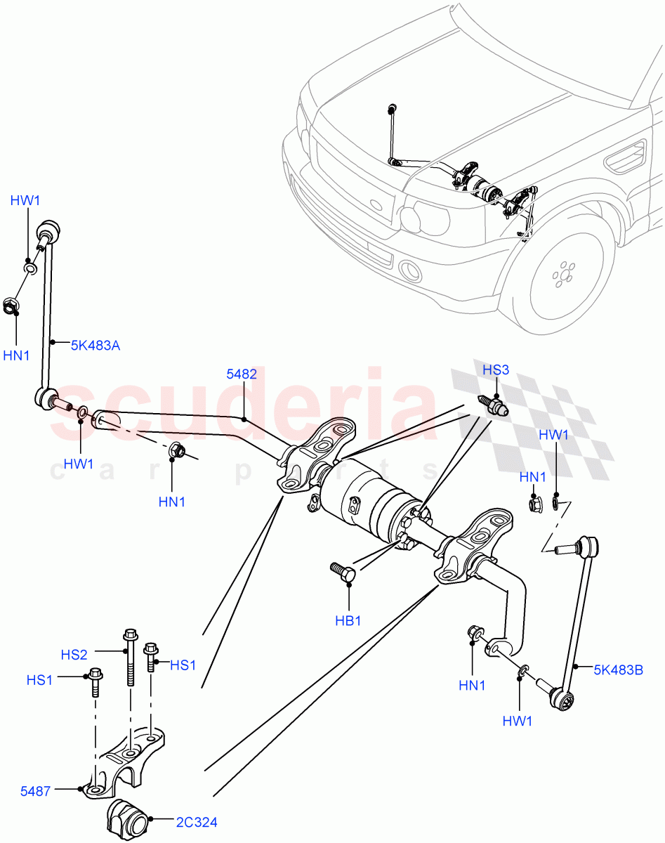 Active Anti-Roll Bar System (Stabilizer Bar, Front) (With Roll Stability Control, With ACE Suspension) ((V) FROMAA000001) of Land Rover Land Rover Range Rover Sport (2010-2013) [5.0 OHC SGDI NA V8 Petrol]