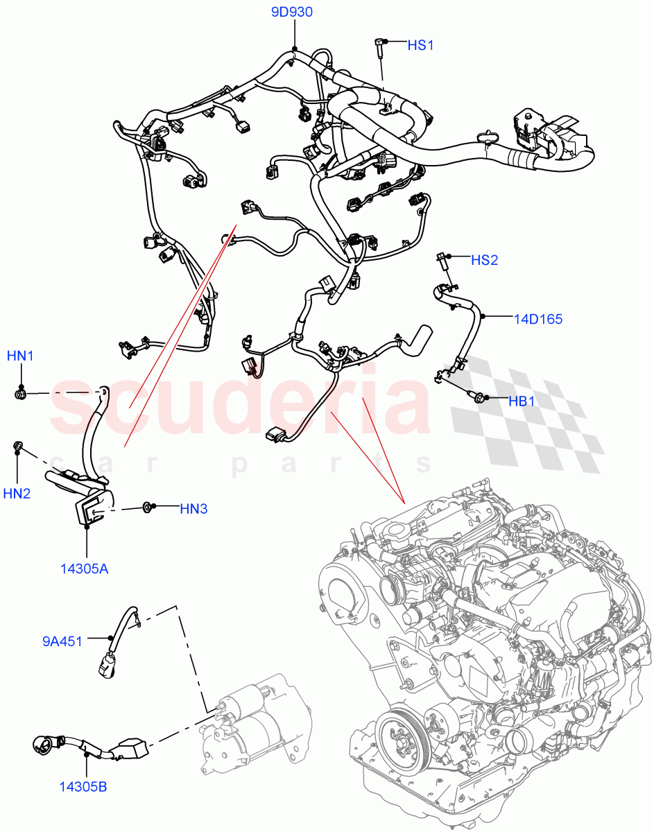 Engine Harness (3.0 V6 Diesel) of Land Rover Land Rover Range Rover Velar (2017+) [3.0 DOHC GDI SC V6 Petrol]