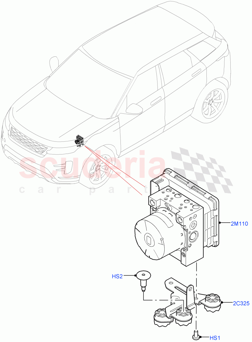 Anti-Lock Braking System (ABS Modulator) (Halewood (UK), Less Electric Engine Battery, Electric Engine Battery-MHEV) ((V) TOLH999999) of Land Rover Land Rover Range Rover Evoque (2019+) [2.0 Turbo Diesel AJ21D4]