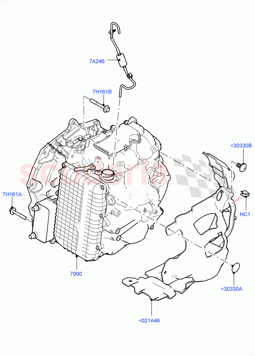 Auto Trans Assy & Speedometer Drive (2.0L AJ20P4 Petrol High PTA, 9 Speed Auto Trans 9HP50, Halewood (UK), 2.0L AJ20P4 Petrol Mid PTA, 2.0L AJ20P4 Petrol E100 PTA) of Land Rover Land Rover Range Rover Evoque (2019+) [2.0 Turbo Diesel AJ21D4]