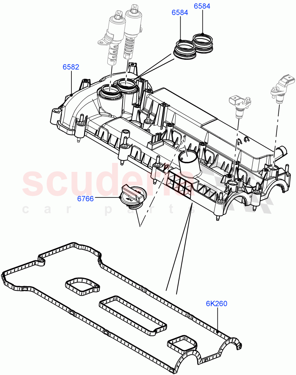 Cylinder Head Cover (2.0L 16V TIVCT T/C Gen2 Petrol, Halewood (UK), 2.0L 16V TIVCT T/C 240PS Petrol) of Land Rover Land Rover Discovery Sport (2015+) [2.0 Turbo Petrol GTDI]