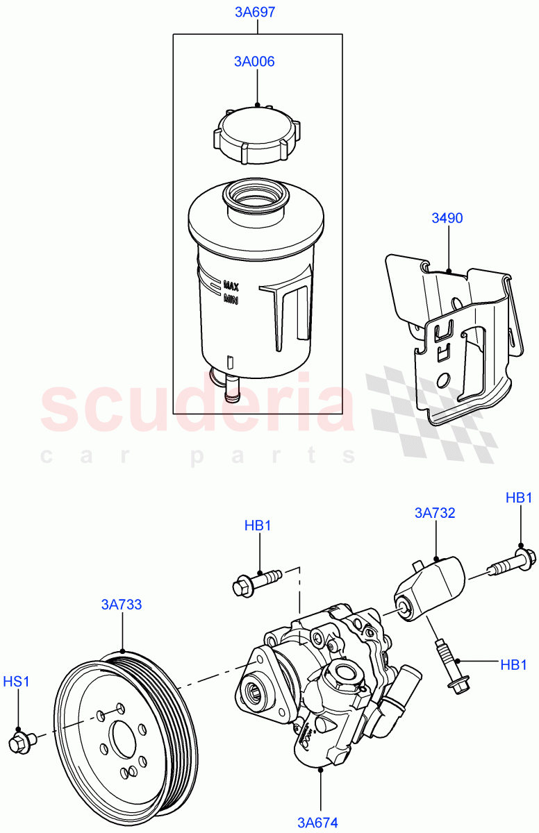 Power Steering Pump Mounting (5.0L OHC SGDI SC V8 Petrol - AJ133, 5.0L OHC SGDI NA V8 Petrol - AJ133) ((V) FROMAA000001) of Land Rover Land Rover Range Rover Sport (2010-2013) [3.0 Diesel 24V DOHC TC]