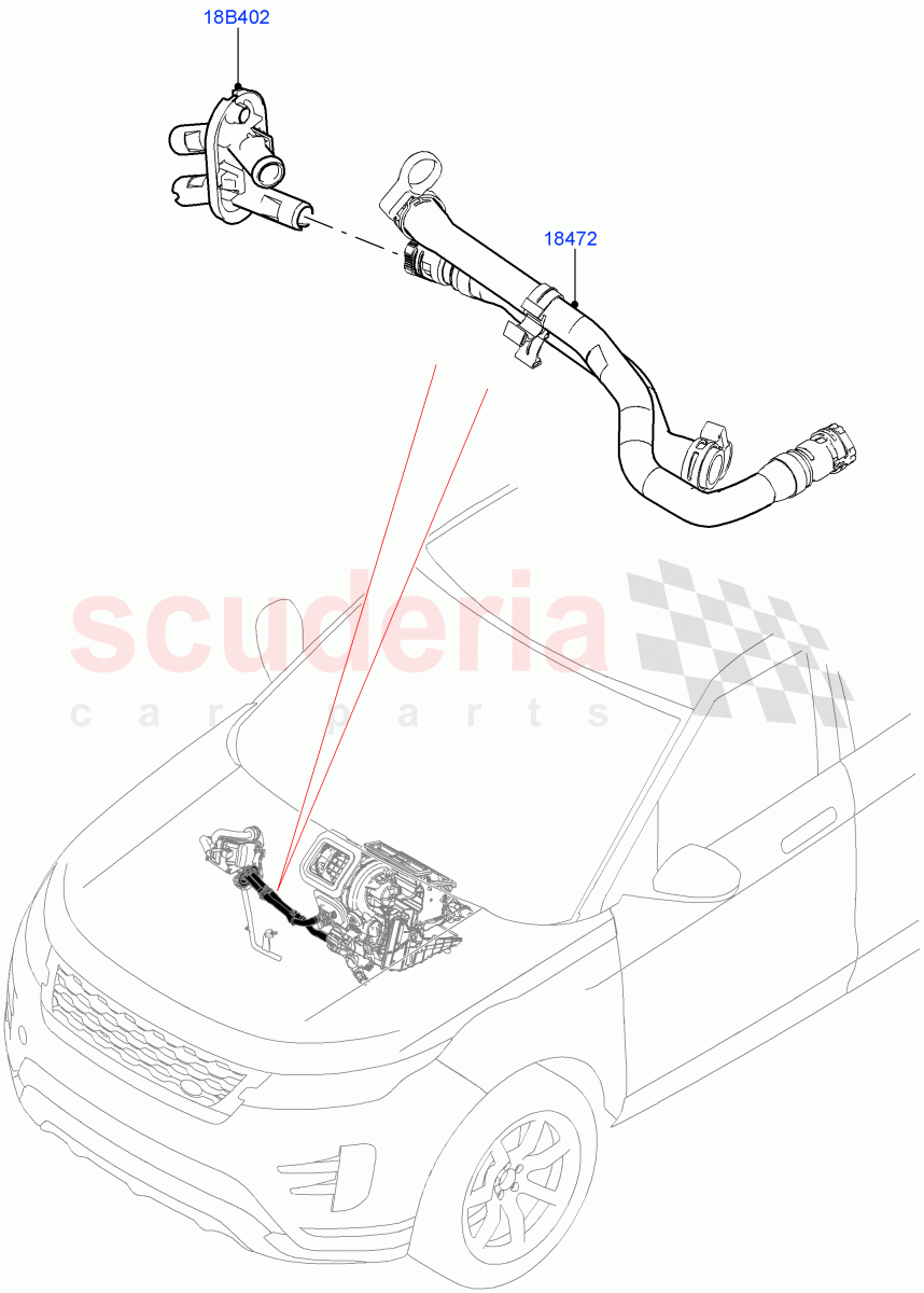 Auxiliary Heater Hoses (Halewood (UK), With Fuel Fired Heater, Fuel Heater W/Pk Heat With Remote, Fuel Fired Heater With Park Heat) ((V) TOLH999999) of Land Rover Land Rover Range Rover Evoque (2019+) [2.0 Turbo Diesel AJ21D4]