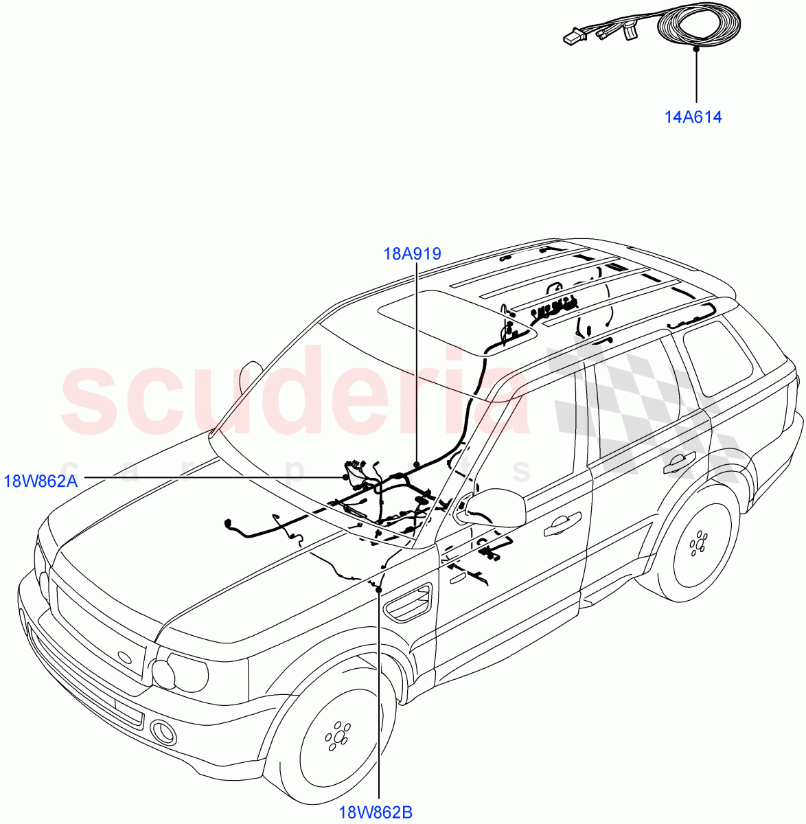 Electrical Wiring - Body And Rear (Audio/Navigation/Entertainment) ((V) TO8A999999) of Land Rover Land Rover Range Rover Sport (2005-2009) [4.2 Petrol V8 Supercharged]