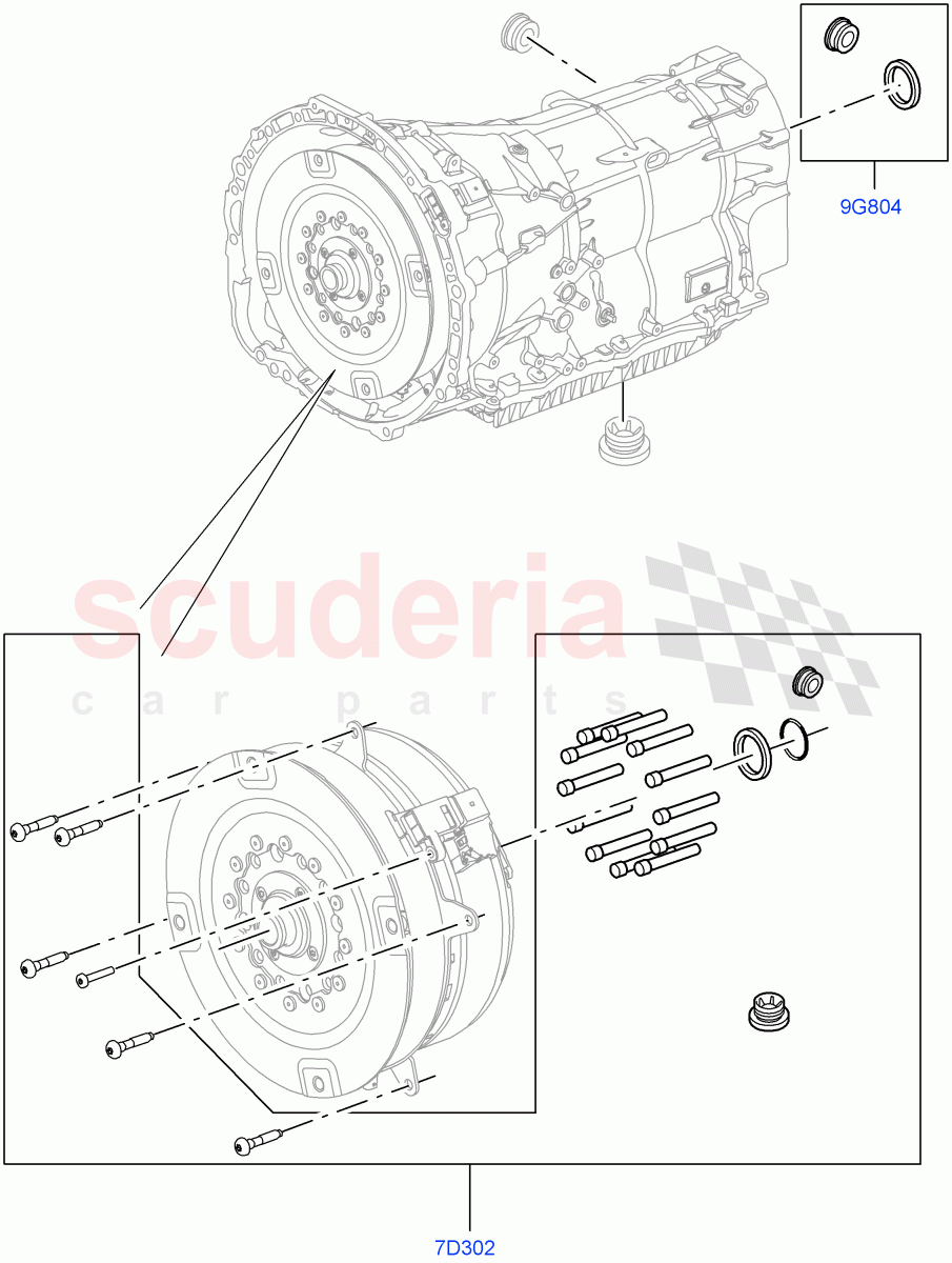 Hybrid Drive Modules (Sealing Elements) (3.0 V6 Diesel Electric Hybrid Eng, 8 Speed Auto Trans ZF 8HP70 HEV 4WD, 3.0 V6 D Gen2 Mono Turbo, 3.0 V6 D Gen2 Twin Turbo) ((V) FROMFA000001) of Land Rover Land Rover Range Rover Sport (2014+) [3.0 I6 Turbo Diesel AJ20D6]