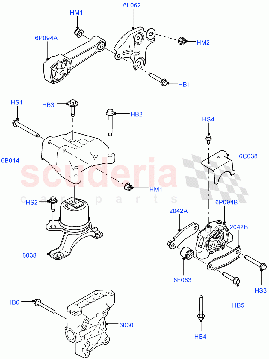 Engine Mounting (2.0L I4 High DOHC AJ200 Petrol, Changsu (China), 2.0L I4 Mid DOHC AJ200 Petrol) ((V) FROMHG379388) of Land Rover Land Rover Discovery Sport (2015+) [1.5 I3 Turbo Petrol AJ20P3]