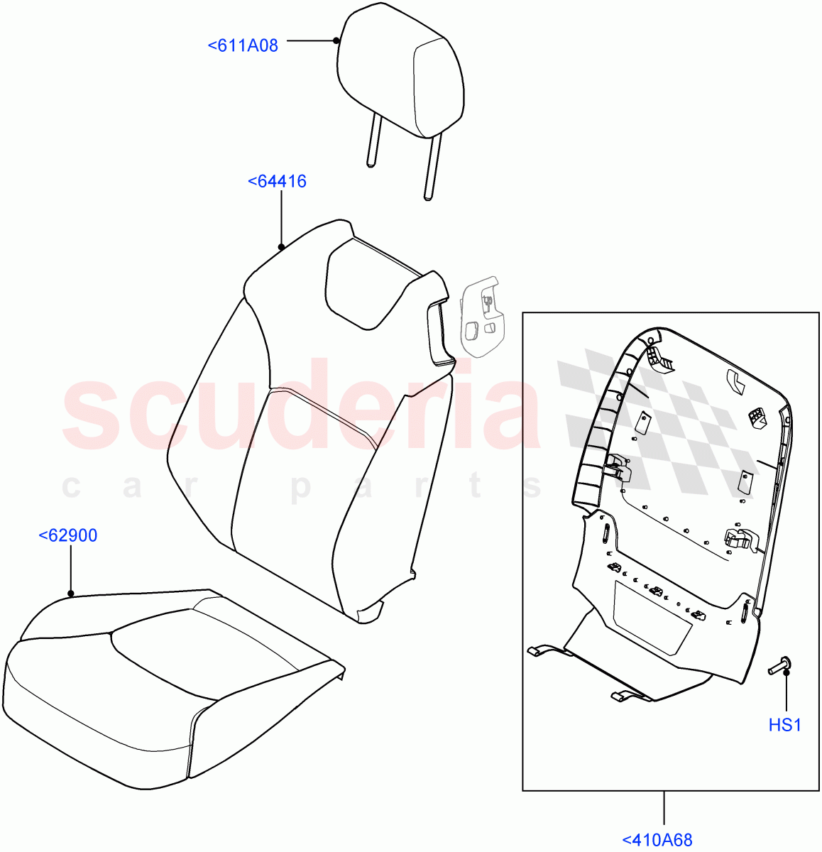 Front Seat Covers (2 Door Convertible, Windsor Sport Leather Perforated, Halewood (UK), Seat - Standard) ((V) FROMGH000001) of Land Rover Land Rover Range Rover Evoque (2012-2018) [2.0 Turbo Diesel]