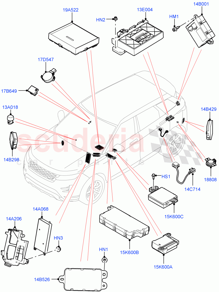 Vehicle Modules And Sensors (Changsu (China)) of Land Rover Land Rover Range Rover Evoque (2019+) [1.5 I3 Turbo Petrol AJ20P3]