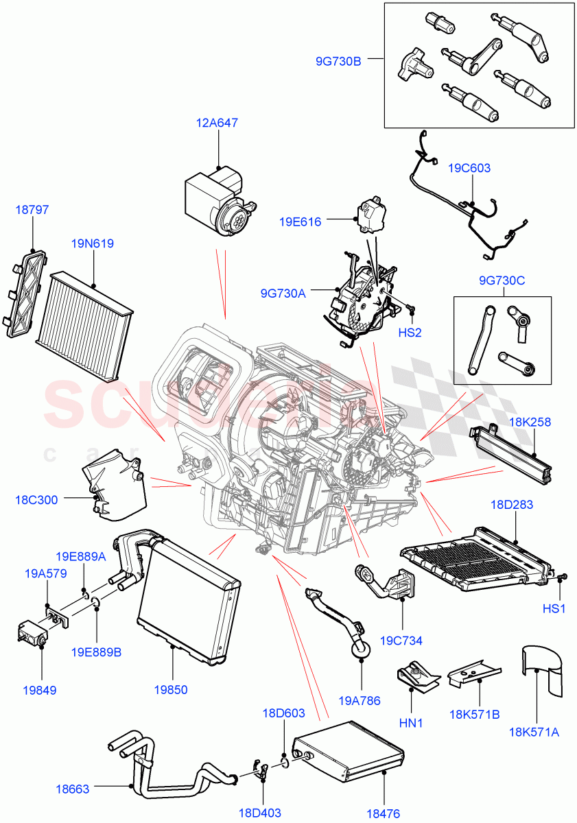 Heater/Air Cond.Internal Components (Main Unit) (Halewood (UK)) ((V) FROMLH000001, (V) TOLH999999) of Land Rover Land Rover Discovery Sport (2015+) [2.0 Turbo Petrol GTDI]