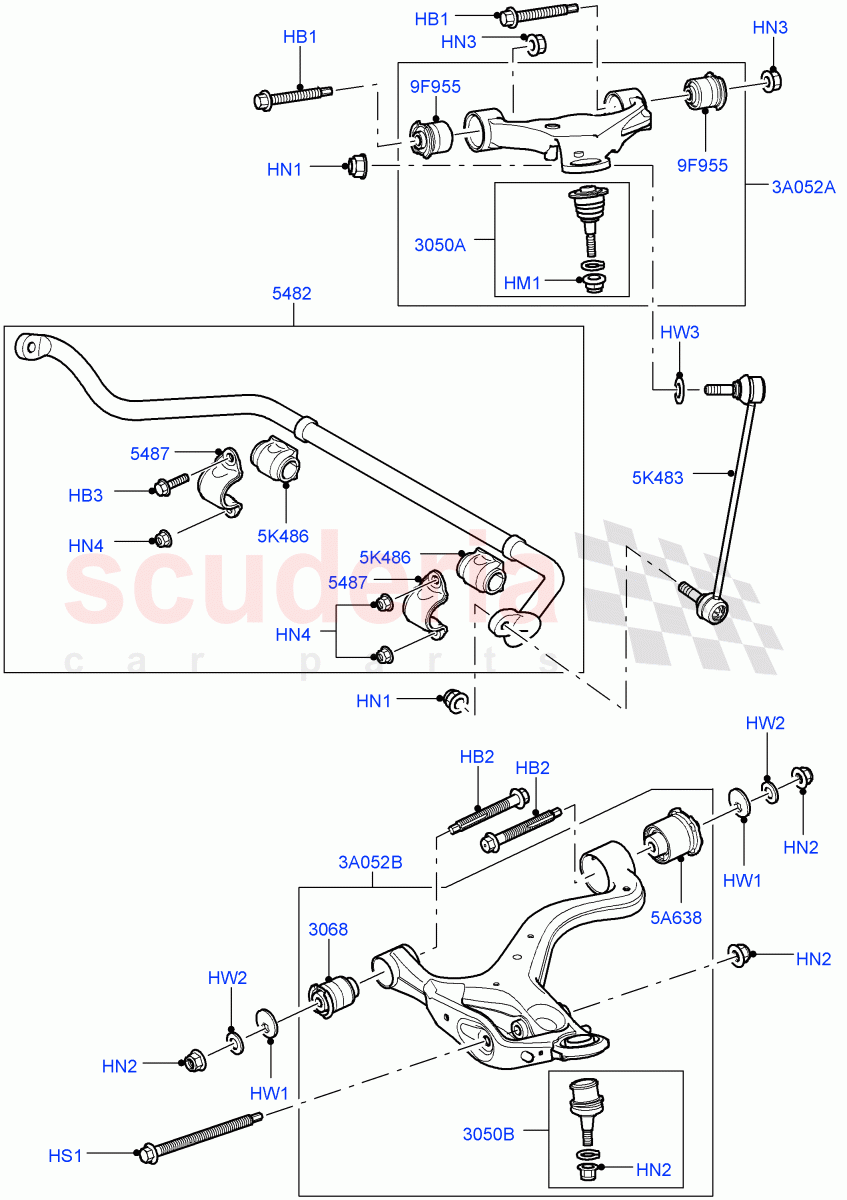 Front Susp.Arms/Stabilizer/X-Member (Less Roll Stability Control, Less ACE Suspension) ((V) TO9A999999) of Land Rover Land Rover Range Rover Sport (2005-2009) [3.6 V8 32V DOHC EFI Diesel]