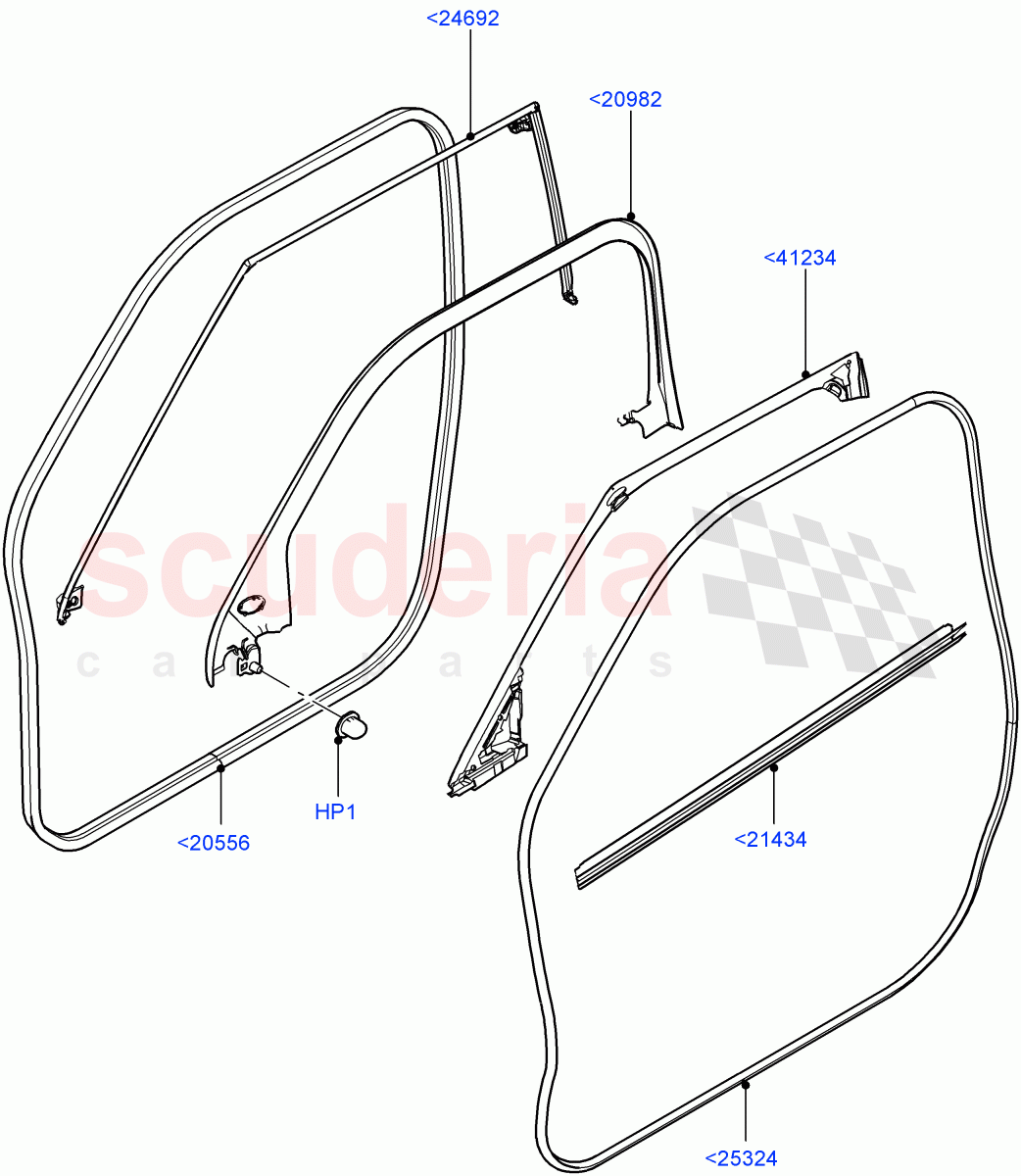 Front Doors, Hinges & Weatherstrips (Weatherstrips And Seals) (3 Door, Halewood (UK), 5 Door) of Land Rover Land Rover Range Rover Evoque (2012-2018) [2.0 Turbo Petrol GTDI]
