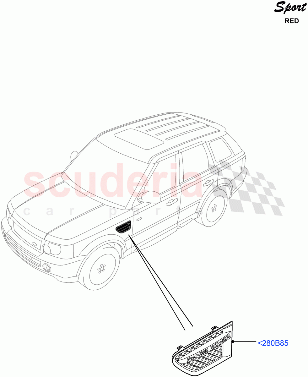 Dash Panel And Front Fenders (Red Sport LE) ((V) FROMDA000001) of Land Rover Land Rover Range Rover Sport (2010-2013) [5.0 OHC SGDI SC V8 Petrol]