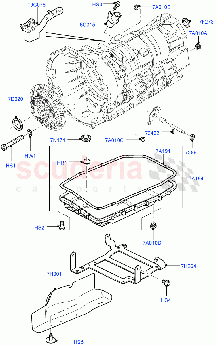 Transmission External Components (Cologne V6 4.0 EFI (SOHC), 6 Speed Auto ZF 6HP26 Steptronic, Lion Diesel 2.7 V6 (140KW), 3.6L V8 32V DOHC EFi Diesel Lion) ((V) FROMAA000001) of Land Rover Land Rover Discovery 4 (2010-2016) [5.0 OHC SGDI NA V8 Petrol]