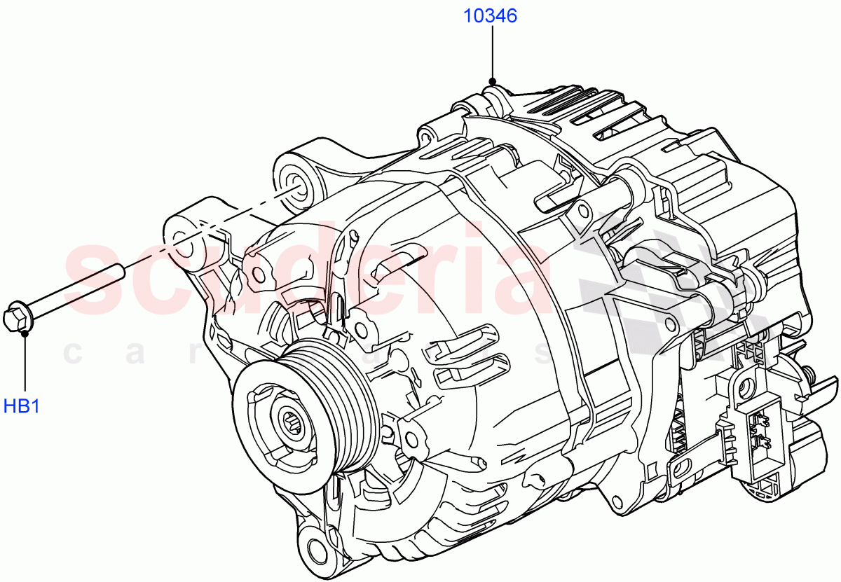 Alternator And Mountings (Nitra Plant Build) (Electric Engine Battery-MHEV) ((V) FROMM2000001) of Land Rover Land Rover Discovery 5 (2017+) [2.0 Turbo Petrol AJ200P]