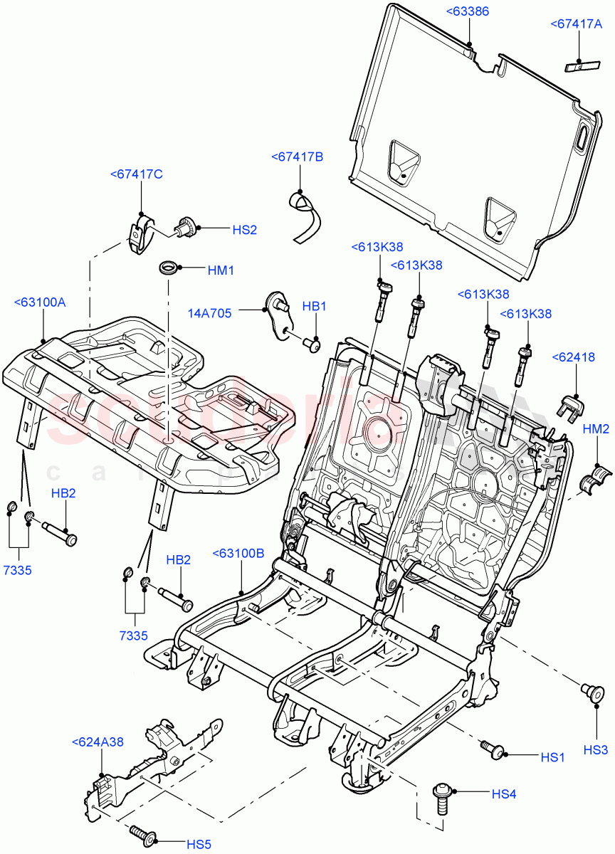 Rear Seat Frame (With 65/35 Split Fold Rear Seat) ((V) FROMAA000001) of Land Rover Land Rover Discovery 4 (2010-2016) [3.0 DOHC GDI SC V6 Petrol]