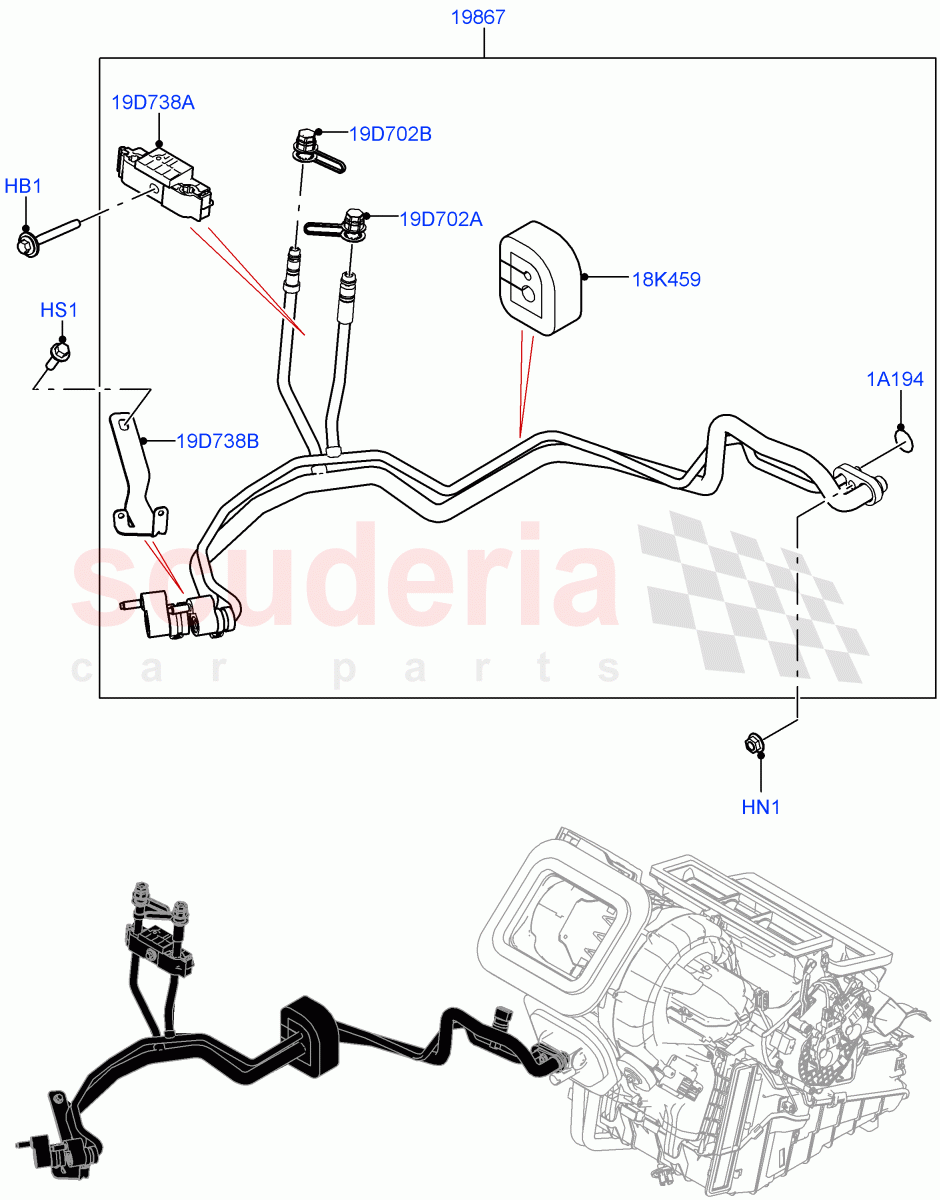 Air Conditioning System (Halewood (UK), Air Conditioning Refrigerant-R134A, Electric Engine Battery-PHEV) ((V) FROMLH000001, (V) TOLH999999) of Land Rover Land Rover Discovery Sport (2015+) [2.0 Turbo Petrol AJ200P]
