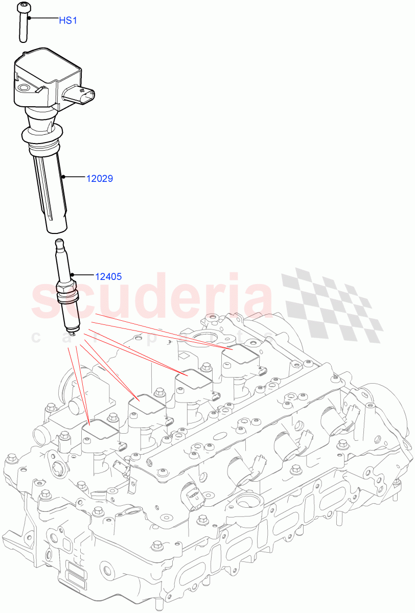 Ignition Coil And Wires/Spark Plugs (Solihull Plant Build) (2.0L I4 High DOHC AJ200 Petrol, 2.0L AJ200P Hi PHEV, 2.0L I4 Mid DOHC AJ200 Petrol) ((V) FROMHA000001) of Land Rover Land Rover Range Rover (2012-2021) [2.0 Turbo Petrol AJ200P]