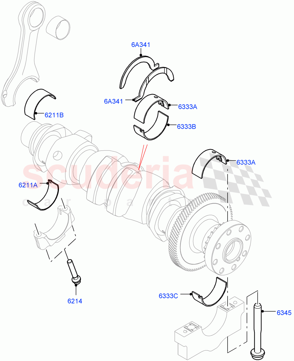 Crankshaft/Pistons And Bearings (2.0L AJ20P4 Petrol Mid PTA, Changsu (China)) of Land Rover Land Rover Range Rover Evoque (2019+) [2.0 Turbo Petrol AJ200P]