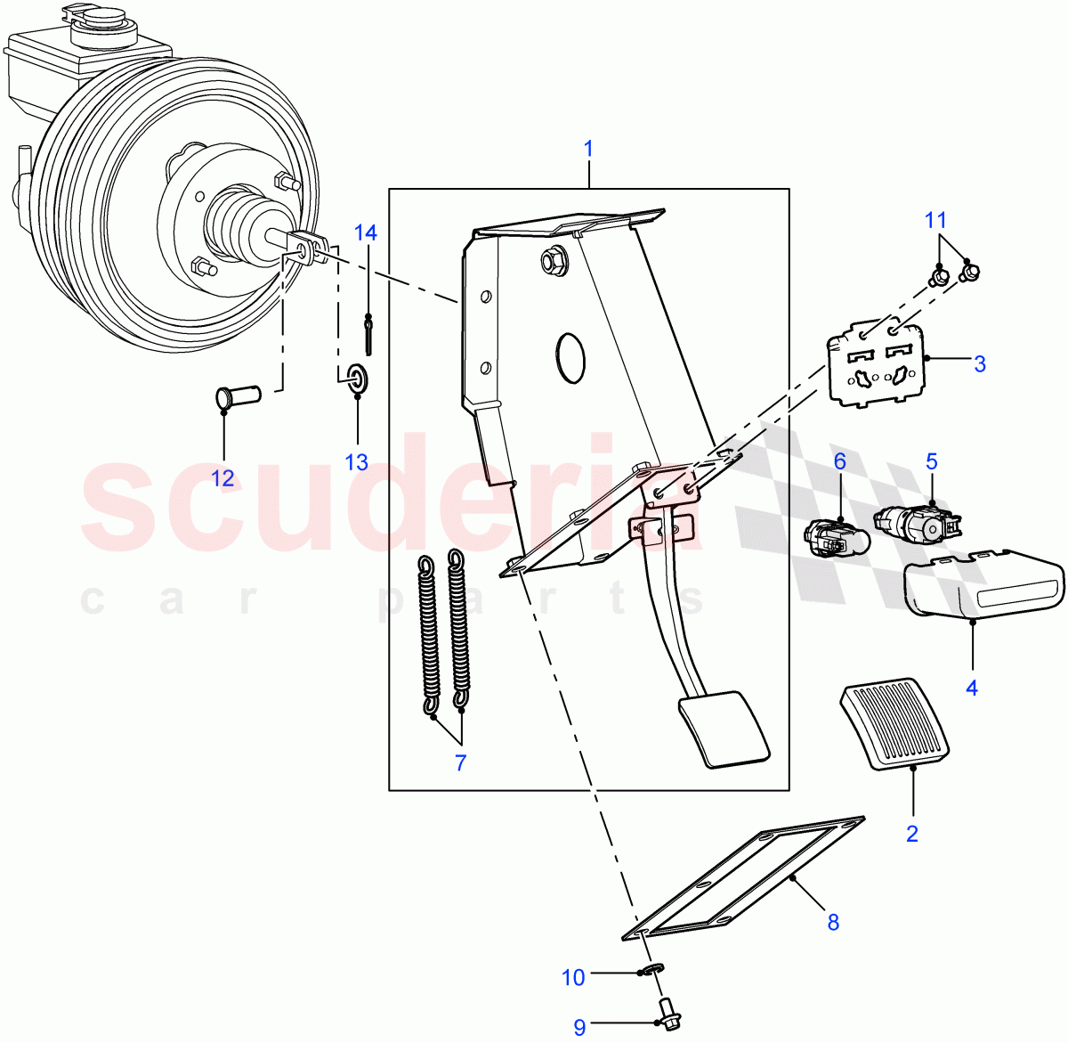 Brake Pedal ((V) FROM7A000001) of Land Rover Land Rover Defender (2007-2016)