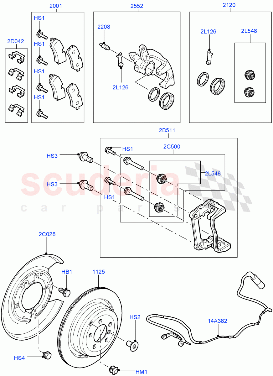 Rear Brake Discs And Calipers (5.0L OHC SGDI NA V8 Petrol - AJ133, 3.6L V8 32V DOHC EFi Diesel Lion) ((V) FROMBA333986) of Land Rover Land Rover Range Rover (2010-2012) [5.0 OHC SGDI SC V8 Petrol]