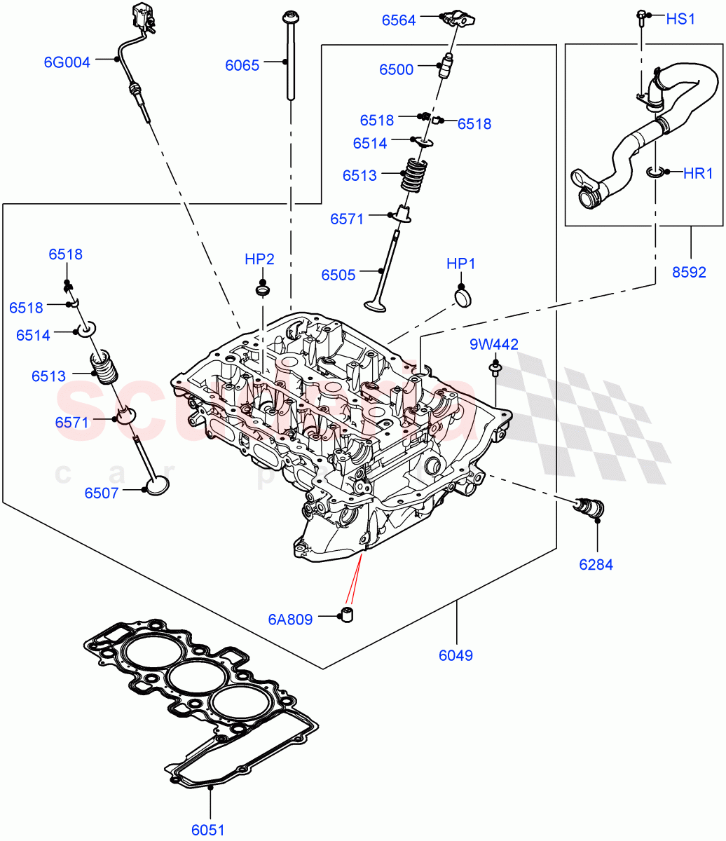 Cylinder Head (1.5L AJ20P3 Petrol High PHEV, Halewood (UK), 1.5L AJ20P3 Petrol High) ((V) FROMLH000001) of Land Rover Land Rover Discovery Sport (2015+) [1.5 I3 Turbo Petrol AJ20P3]